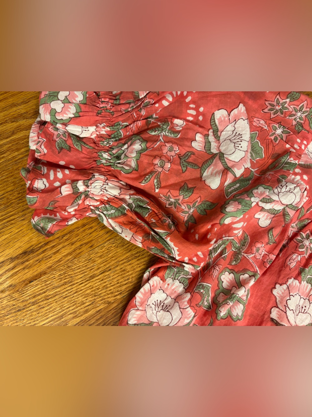The Fox &the Mermaid Venice Floral Boho Midi Dress coral cotton peasant prairie - Picture 8 of 13